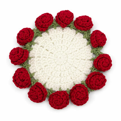 Crochet Rose Coaster That Folds Into a Bouquet — Handmade Flower Mug Rug, Gift for Her