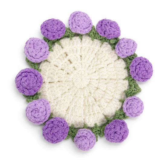 Crochet Rose Coaster That Folds Into a Bouquet — Handmade Flower Mug Rug, Gift for Her