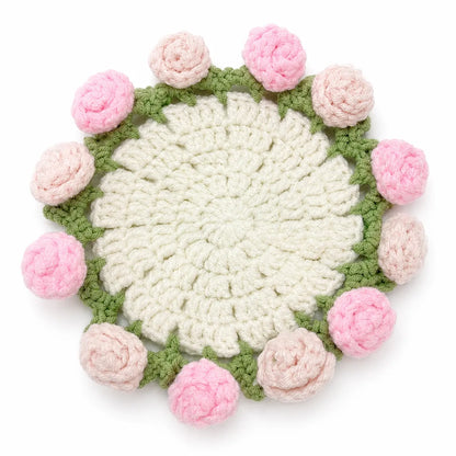 Crochet Rose Coaster That Folds Into a Bouquet — Handmade Flower Mug Rug, Gift for Her