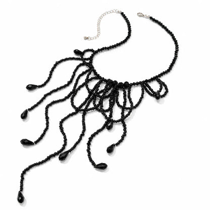 Dripping Blood Pearl Choker, Gothic Vampire Fringe Necklace, Handmade Glass Seed Bead Statement Necklace, Halloween Cosplay Jewelry