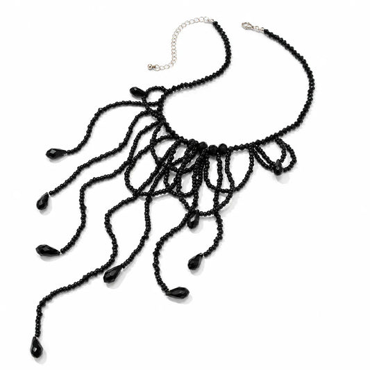 Dripping Blood Pearl Choker, Gothic Vampire Fringe Necklace, Handmade Glass Seed Bead Statement Necklace, Halloween Cosplay Jewelry