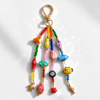 Hand-Painted Ceramic Beaded Bag Charm