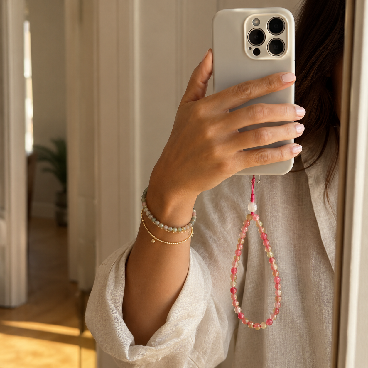 Beaded Phone Charm — Watermelon Frost