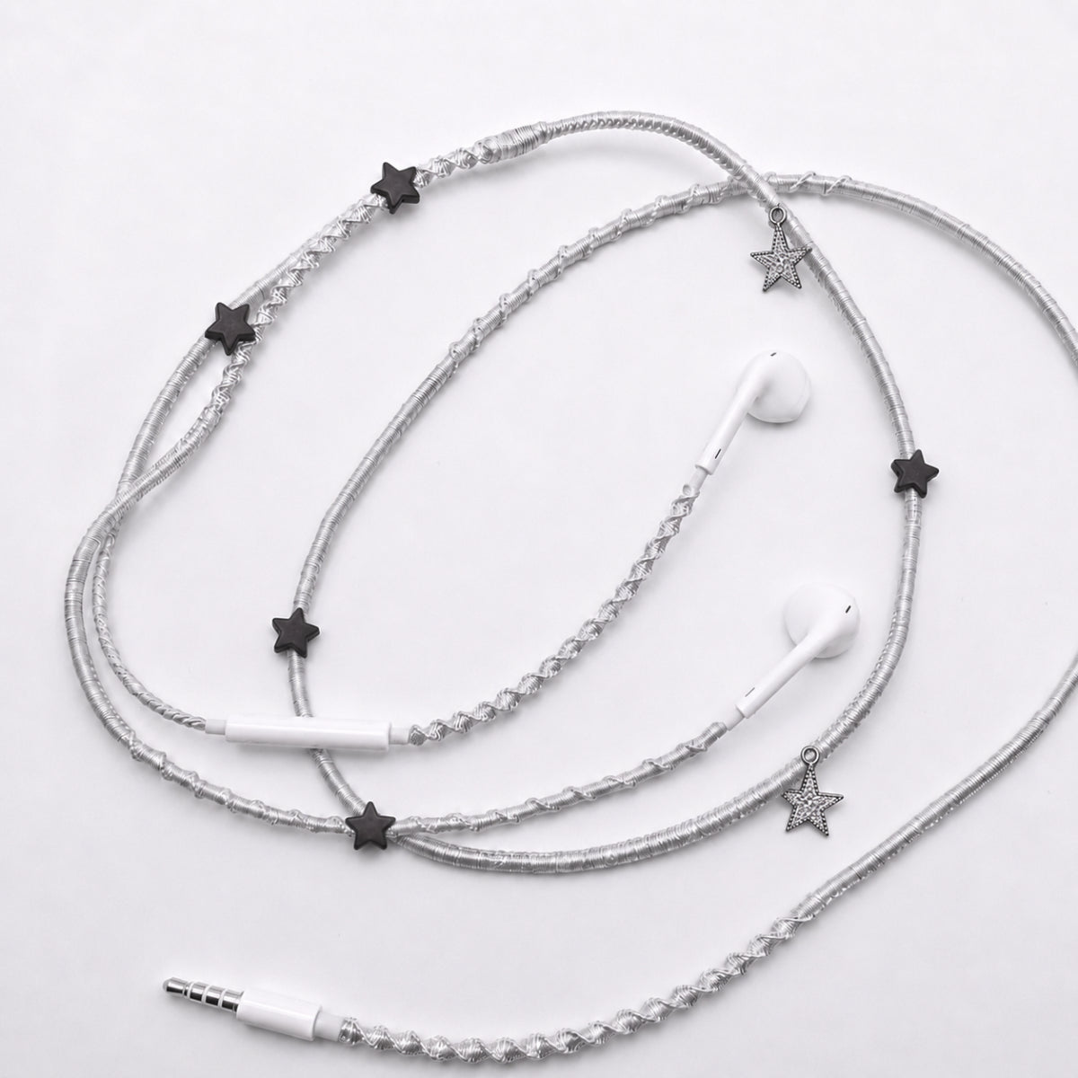 Dark star earphone charm wrap — cool aesthetic handmade headphone accessory