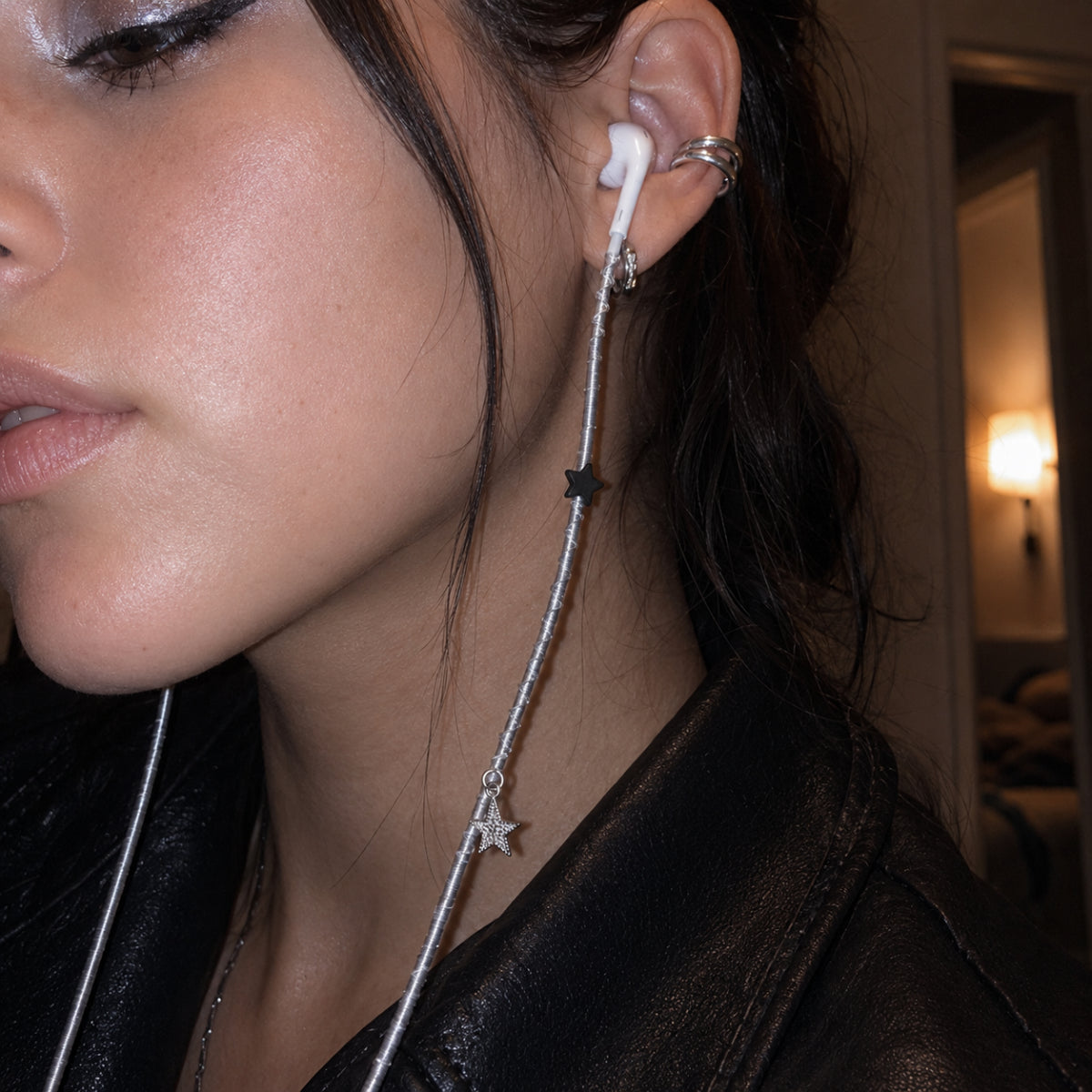 Dark Star Earphone Charm Wrap — Cool Aesthetic Handmade Headphone Accessory