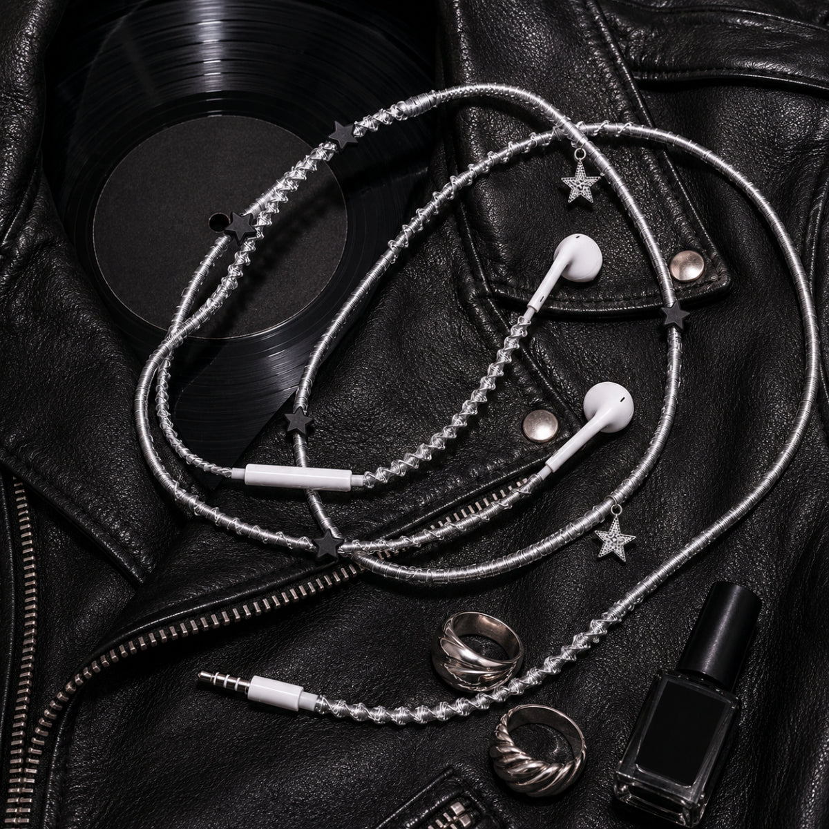 Dark Star Earphone Charm Wrap — Cool Aesthetic Handmade Headphone Accessory