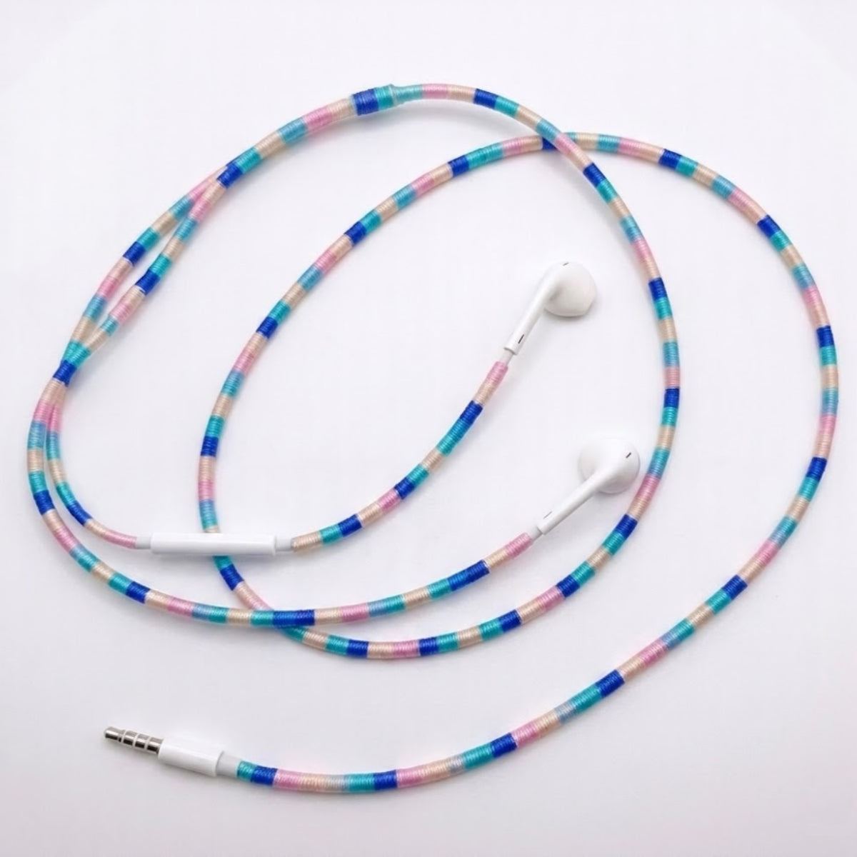 Friendship bracelet earphone wrap colorful — handmade headphone cord cover 