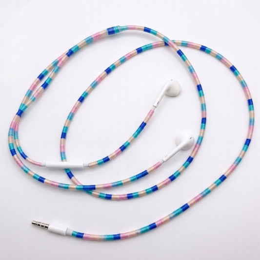 Friendship bracelet earphone wrap colorful — handmade headphone cord cover 
