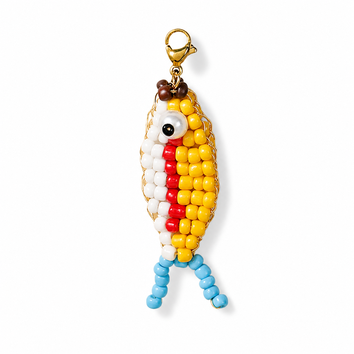 Beaded Fish Bag Charm - Handmade Glass Seed-Bead Fish Keychain for Bags, Keys & Zipper Pulls