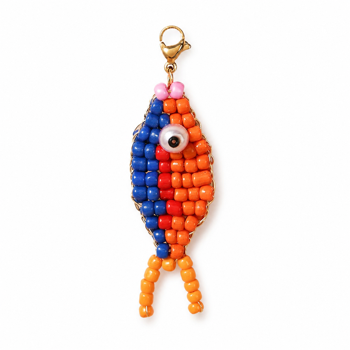 Beaded Fish Bag Charm - Handmade Glass Seed-Bead Fish Keychain for Bags, Keys & Zipper Pulls