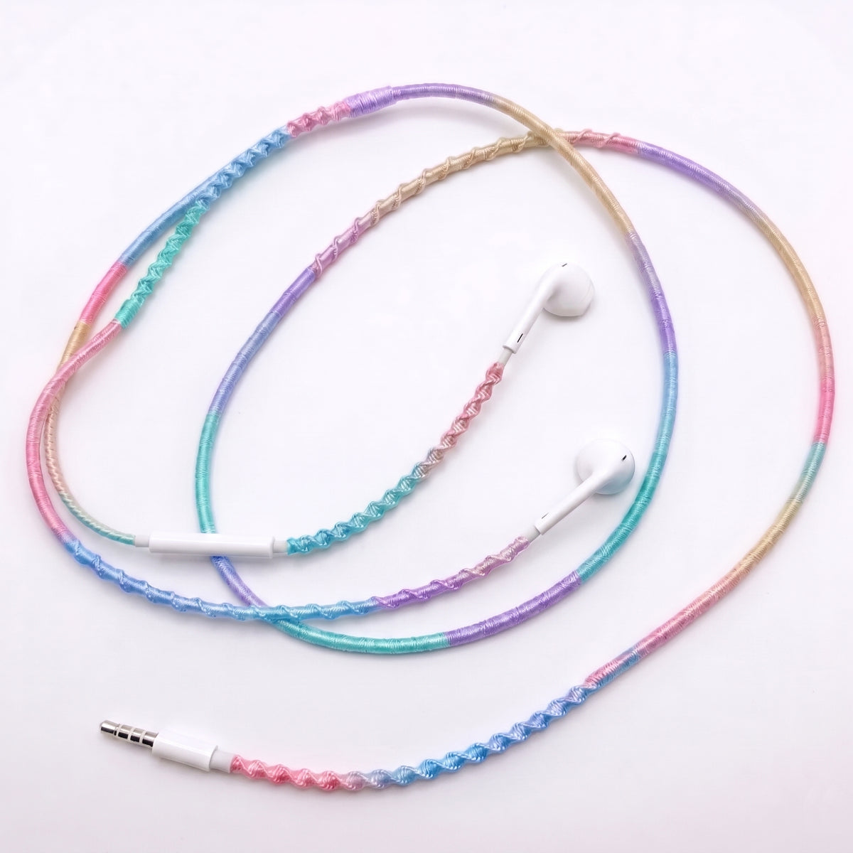 Lavender breeze earphone wrap purple blue gradient — handmade headphone accessory