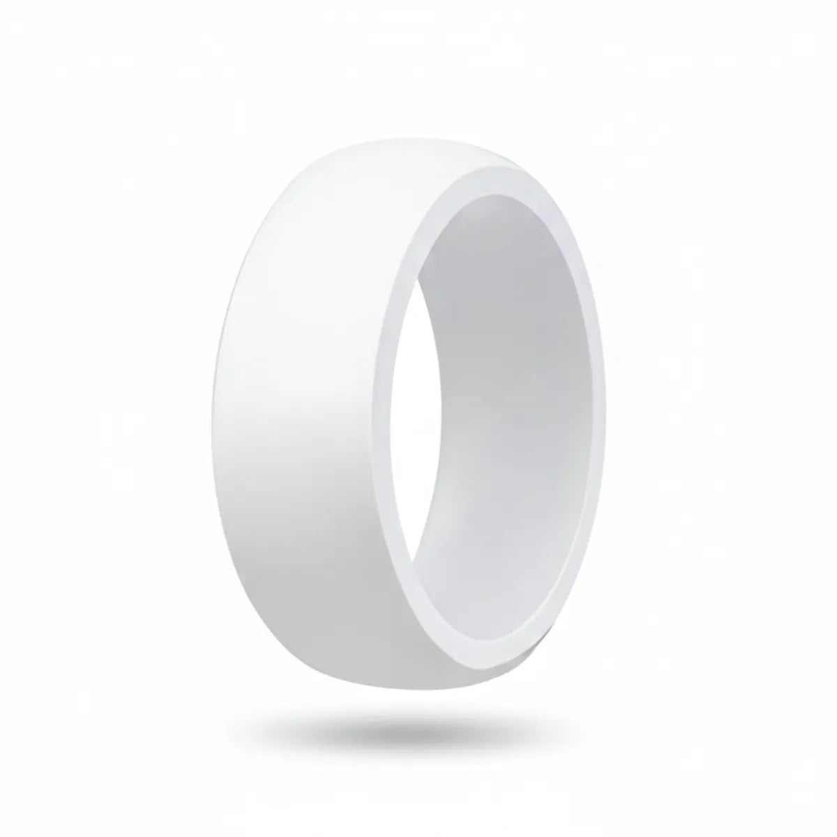 Norelva men's classic silicone ring in Arctic White, comfort fit rubber wedding band on white background