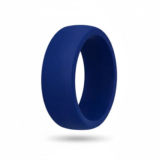 Norelva men's classic silicone ring in Deep Navy, comfort fit rubber wedding band on white background