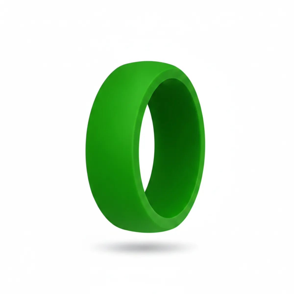 Norelva men's classic silicone ring in Grass Green, comfort fit rubber wedding band on white background