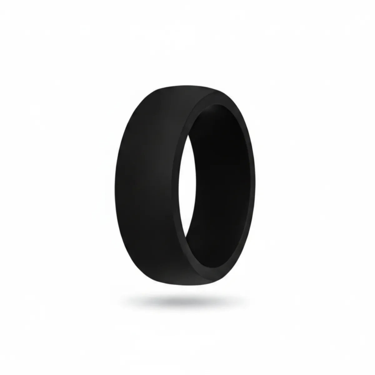 Norelva men's classic silicone ring in Midnight Black, comfort fit rubber wedding band on white background