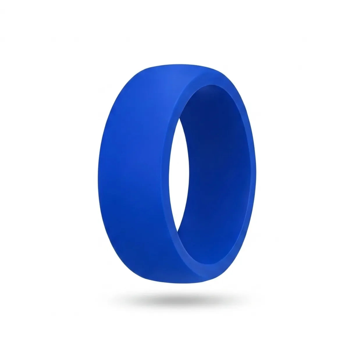 Norelva men's classic silicone ring in Royal Blue, comfort fit rubber wedding band on white background