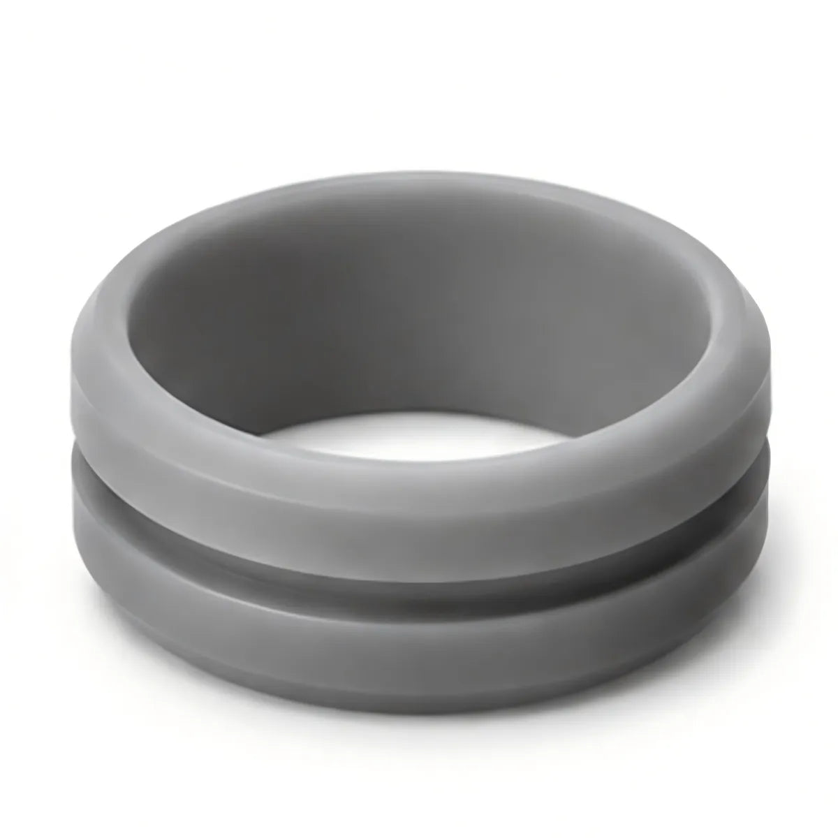 Norelva men's V-groove silicone wedding ring in Slate Grey on white background