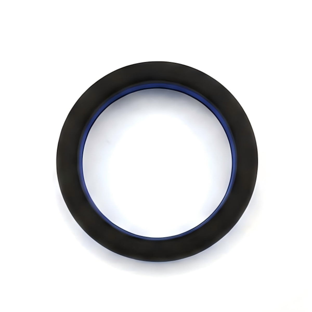 Norelva men's police tribute silicone ring in Black and Honor Blue top view on white background