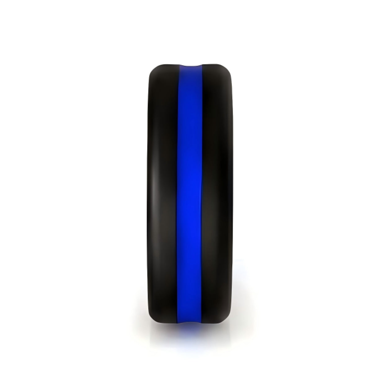 Norelva men's police tribute silicone ring in Black and Honor Blue on white background