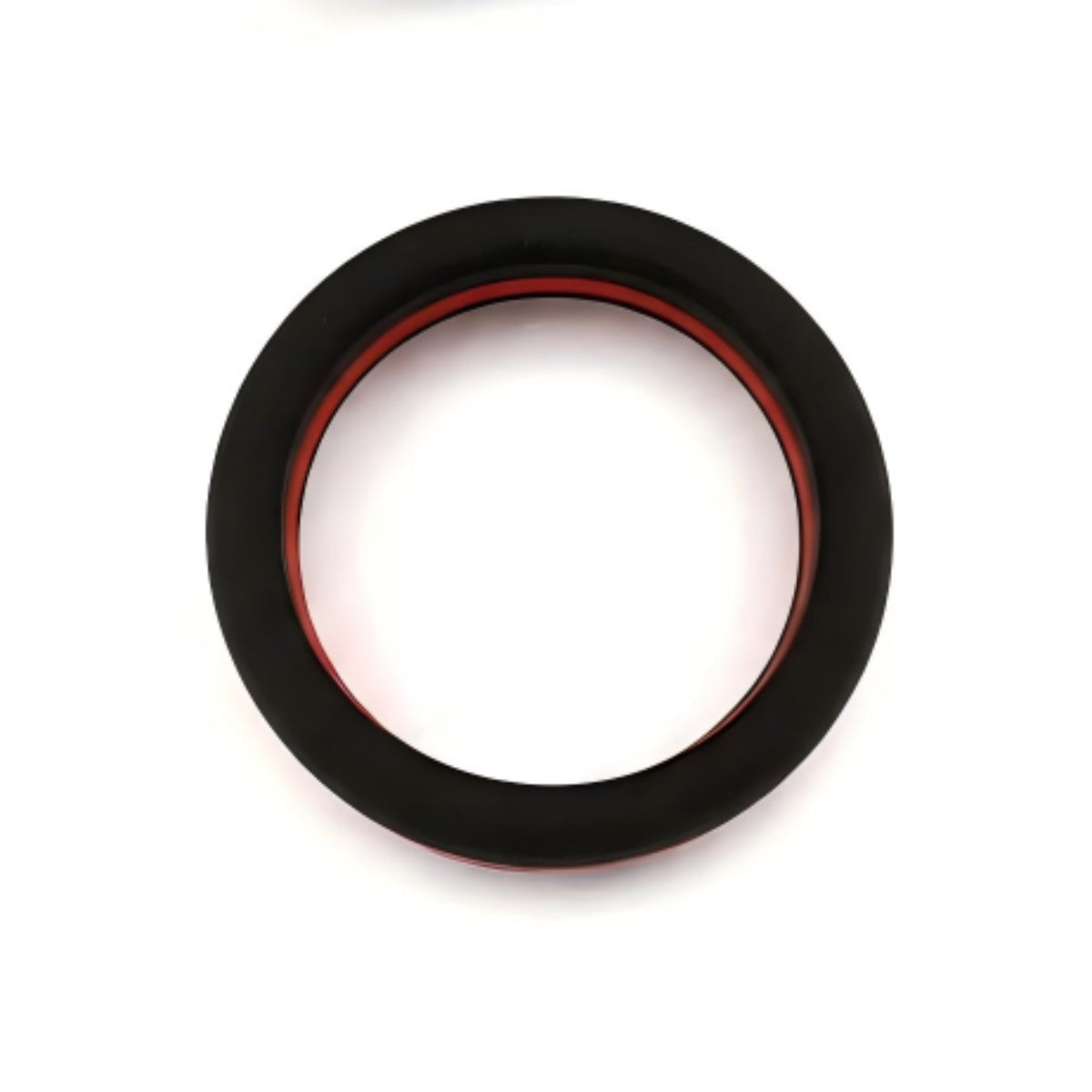 Norelva men's firefighter tribute silicone ring in Black and Valor Red top view on white background