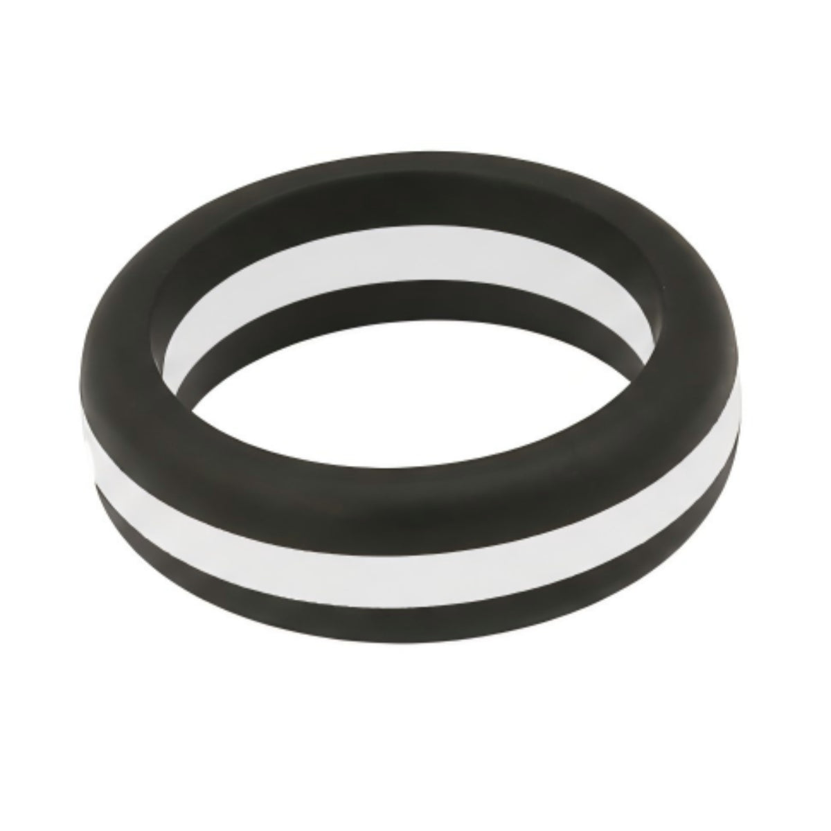 Norelva men's EMS tribute silicone ring in Black and Duty White top view on white background
