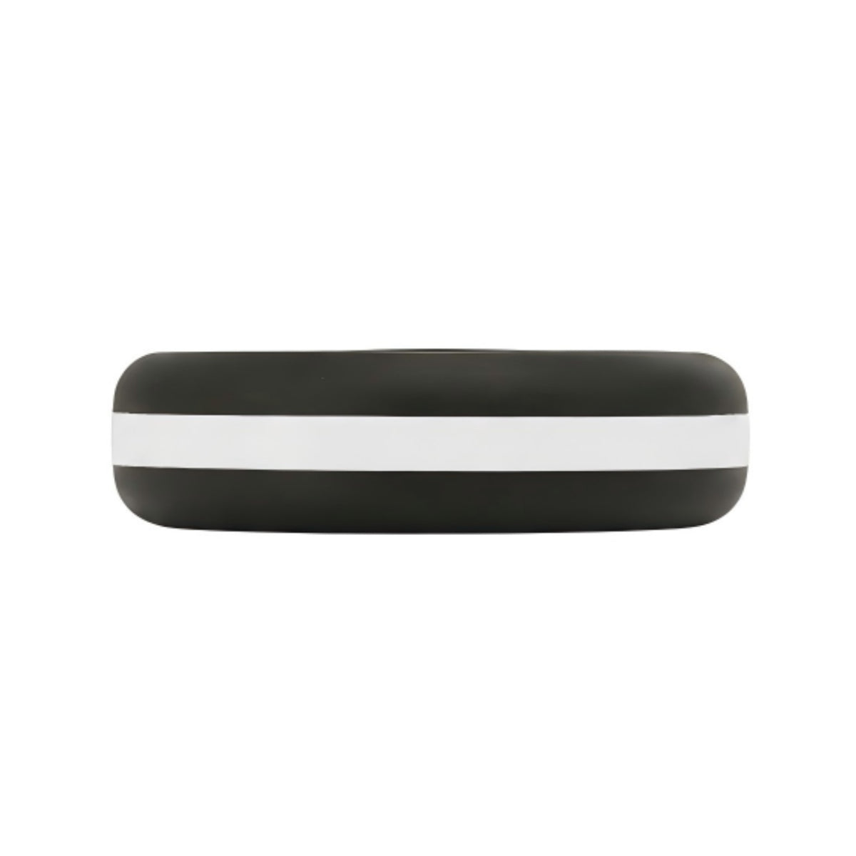 Norelva men's EMS tribute silicone ring in Black and Duty White side view on white background 