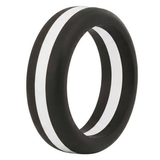 Norelva men's EMS tribute silicone ring in Black and Duty White left side view on white background 