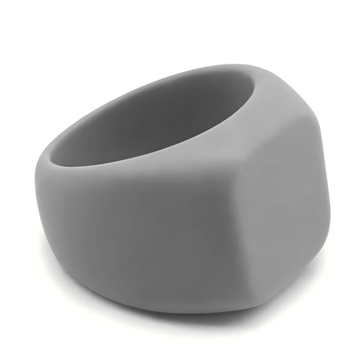 Norelva men's silicone signet ring in Gunmetal Grey, flat top rubber wedding band on white background