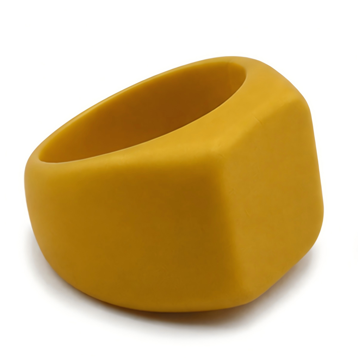 Norelva men's silicone signet ring in Metallic Gold, flat top rubber wedding band on white background