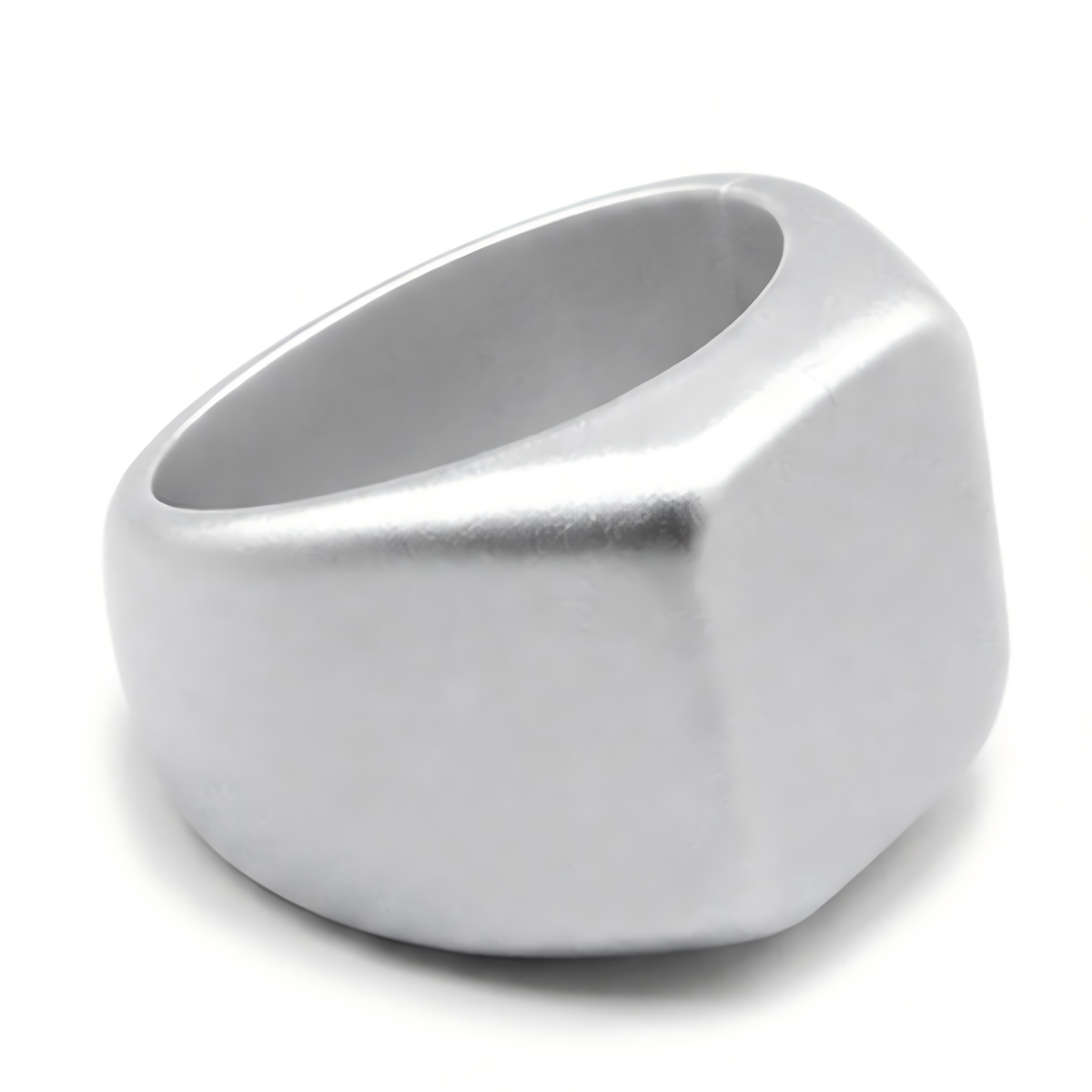 Norelva men's silicone signet ring in Metallic Silver, flat top rubber wedding band on white background