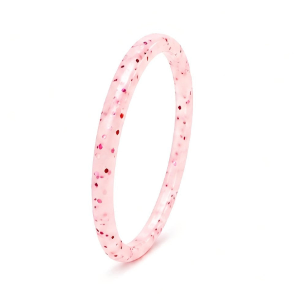 Norelva glitter silicone ring for women in Crystal Lilac, thin sparkle band on white background