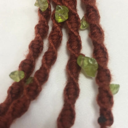 Bronze Bead Macrame-Wrapped Wired Earphones — Boho Metal Accents